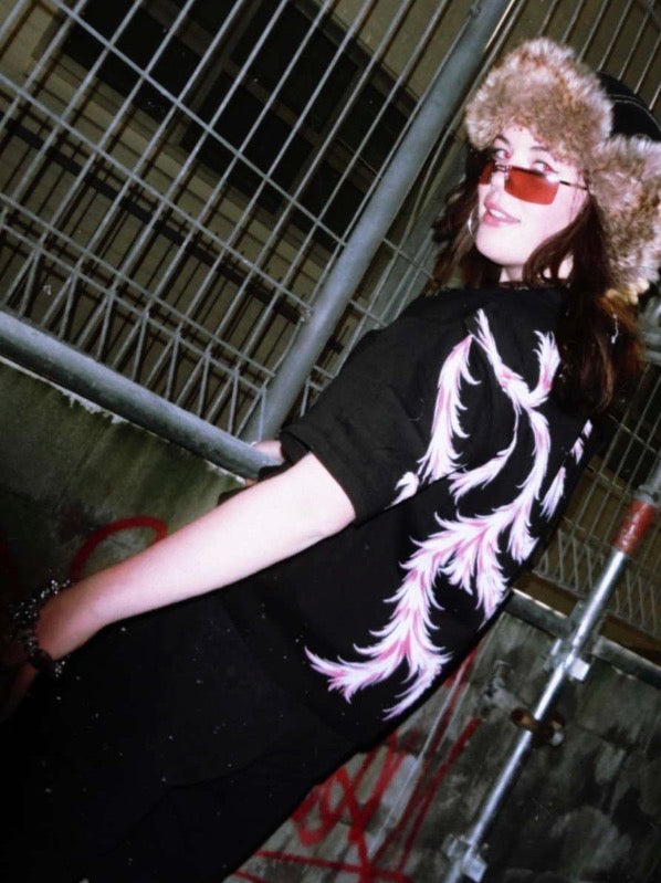 Pink and black noir tee
