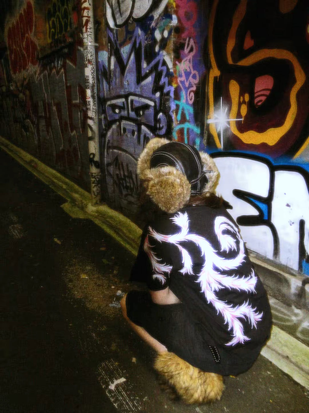 Pink and black noir tee